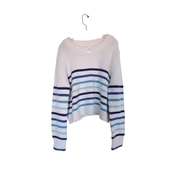 LA LIGNE Mini Marin Striped Sweater In Creamblue Multi XL - Picture 7 of 13